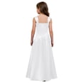 thumbnail image 2 of LiiYii Satin Junior Bridesmaid Dresses for Teen Girls Wide Shoulder Strap Slit Girl Formal Flower Dress White 8, 2 of 7