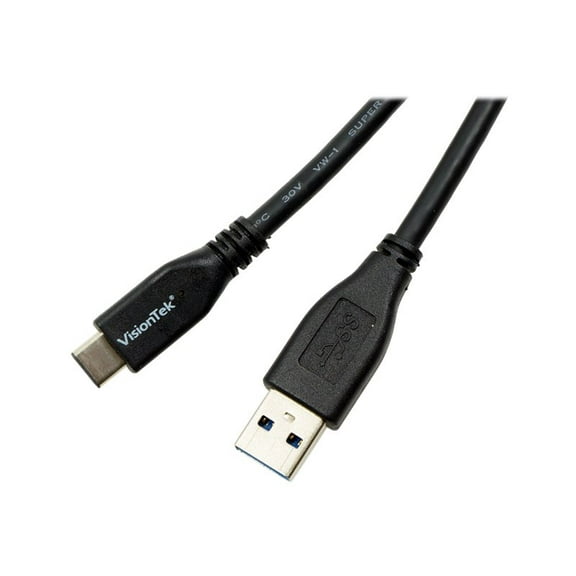 VisionTek 3.28ft USB Type A to Type C Data Transfer Cable - Black
