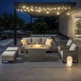 thumbnail image 2 of POCASSY 6PCS Outdoor Furniture Set with Fire Pit Table - All Weather Patio Conversation Set with Gray Wicker Outdoor Accent Club Chairs and 41" Propane Firepit Table for Balcony, Porch, Garden - Gray, 2 of 14