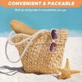 thumbnail image 4 of Sombrero de paja con flores de verano para niños de 52 a 54 cm de circunferencia y bolsa de paja, sombrero de sol de dos piezas con protección solar, color caqui, 4 of 5