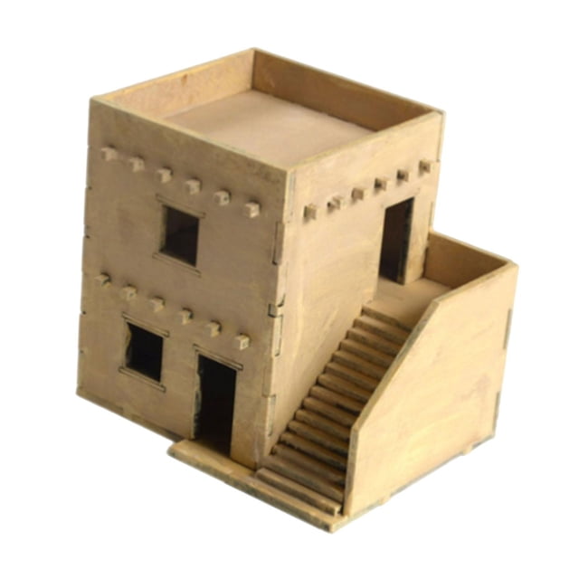 KLKCMS 1/72 Miniature Wooden House Dismountable DIY Painting Architectural Scene Layout B