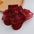 thumbnail image 3 of Jxzom Toddler Baby Girls Ruffle Lace Socks 3M 12M 2T Soft Ankle Socks Princess Dress Socks with Bow, 3 of 5