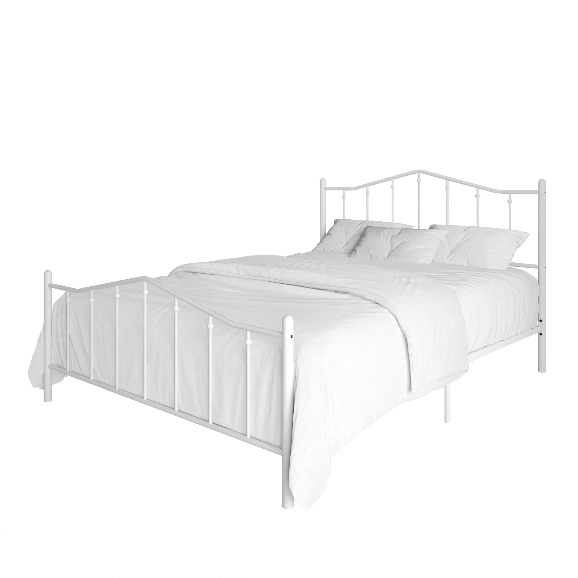 Home Design Atmore Twin Metal Platform Bed Frame, Iron Bed with Headboard & Footboard, No Box Spring Needed, White