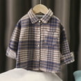 thumbnail image 2 of Ketyyh-chn99 Toddler Baby Boys and Girls Plaid Shirts Jacket Boys' Long Sleeve Dress Shirts Classic Collared Button-Down Tshirt Solid Cotton Top Size for 8-9 Years,Blue, 2 of 6