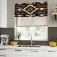 thumbnail image 4 of Boho Orange Teal Curtain Valances for Windows, Kitchen Valance Window Treatments Panel 2 Pack, Vintage Geometric Southwestern Ethnic Rod Pocket Short Curtains for Bathroom Bedroom 42 x 18 Inch, 4 of 8