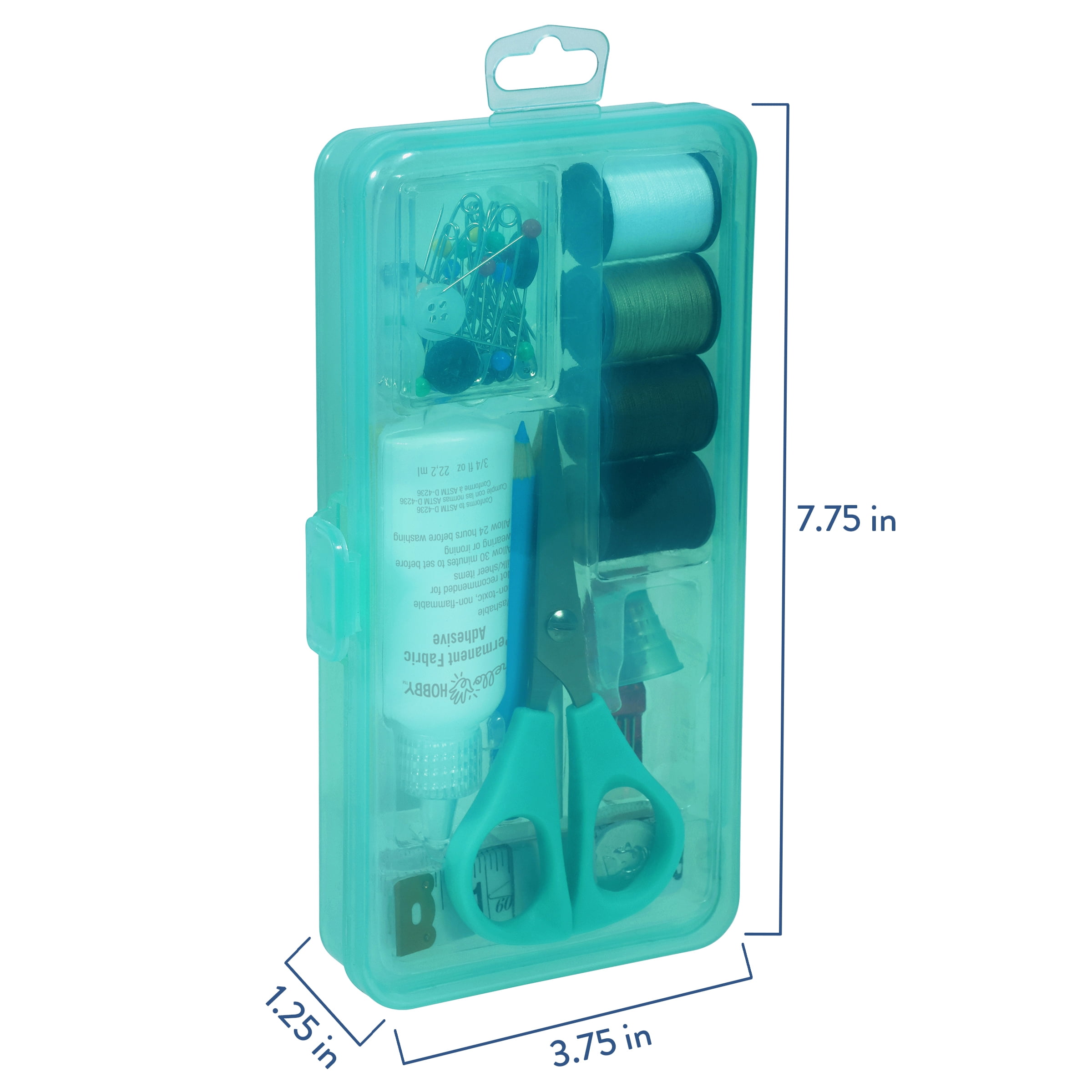 Hello Hobby Sew Kit Essentials with Storage Case, 64 Pieces, Teal