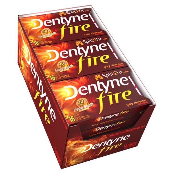 Dentyne Fire Cinnamon Chewing Gum, 16 count, pack of 12