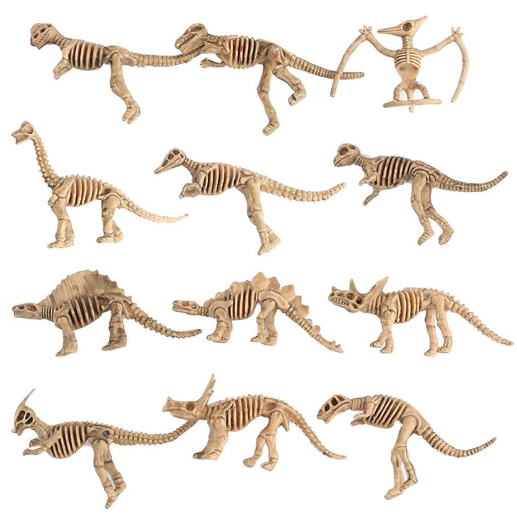 12 pcs Plastic Dinosaur Skeleton Simulation Dino Figure Model Kids Boys Toy Gift 