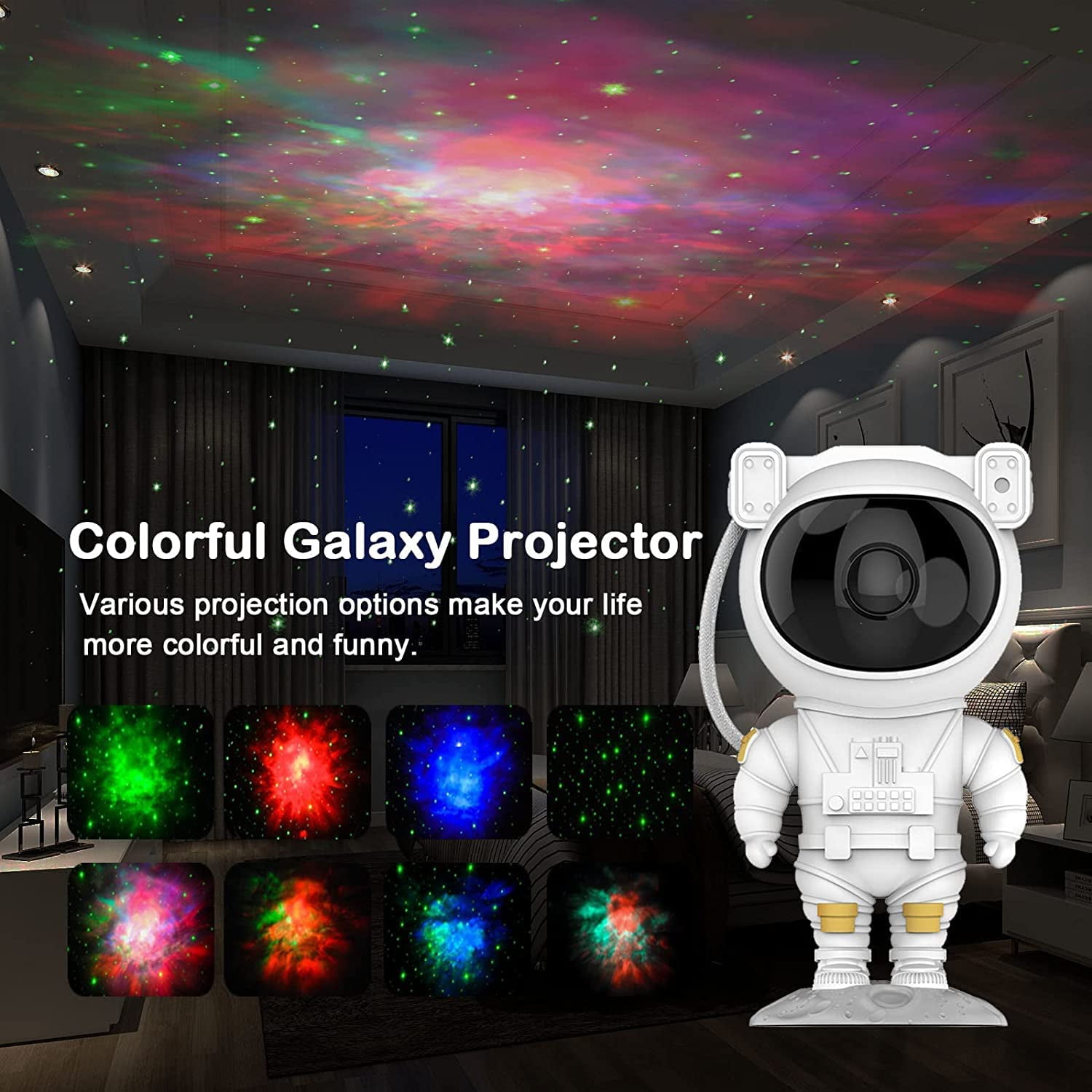 Astronaut Starry Projector 360° Adjustable Galaxy Space Projector Light with Remote Control Spaceman Night Light ​Suitable for Gaming Room, Home Theater