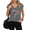 1-Gray, variant on Women's Find Joy Graphic V-Neck Short Sleeve T-Shirt White Dandelion Butterfly Aesthetic Top