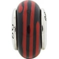 thumbnail image 2 of Black & Red Striped Glass Sterling Silver Bead Charm, 2 of 4