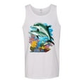 thumbnail image 2 of Pair of Dolphins Swimming in Ocean Animal Lover Mens Graphic Tank Top, White, Large, 2 of 3