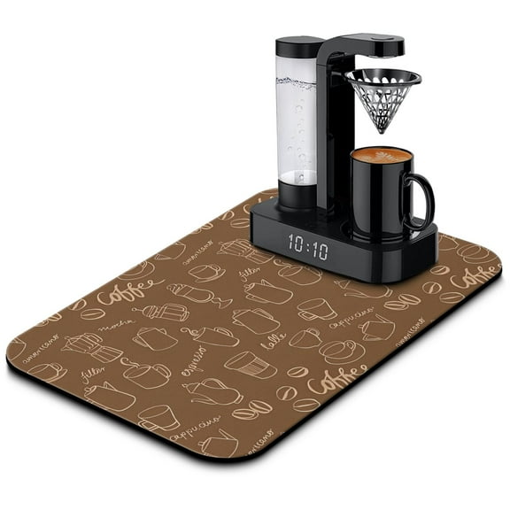 Coffee Mat Extraordinaire (19.5x12in) - Absorbs Spills, Hides Stains, Anti-Slip, Perfectly Fits Under Coffee Machines, Coffee Drying Mat Excellent Kitchen Dish Drying Mat