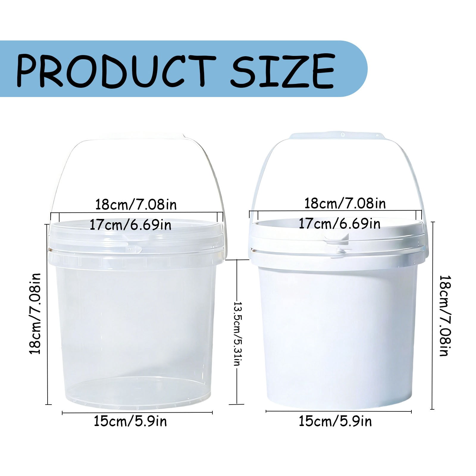 3 Gallon Plastic Bucket with Lid & Handle, Airtight Food Storage Container, Reusable Bucket for Flour Sugar Snacks, Heavy Duty Buckets, Portable Water Bucket Set, Kitchen Organization Camping Use