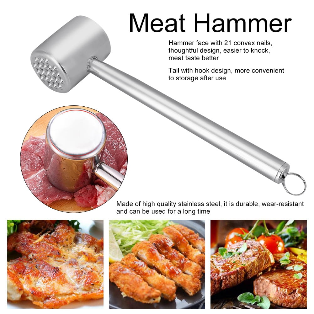 Meat Beater Dual-Sided Meat Mallet Meat Hammer, Pounder Flattener Stainless  Steel Tenderizer Chicken Pounder for Beef for Home