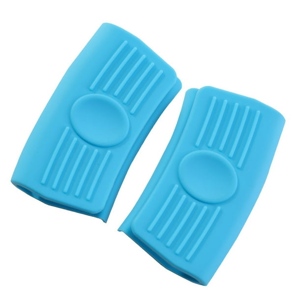 2 piezas de soporte para mango de olla, accesorio para utensilios de cocina, funda aislante, Clip de silicona Simple antideslizante para Herramientas y accesorios para hornear Azul claro Doble agujero Naiovety HA062199-08