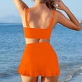 thumbnail image 4 of Women High Waisted Bikini Sets 3 Piece Tummy Control Swimsuits with Ruffle Skirt Modest Bathing Suits, 4 of 8
