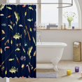 thumbnail image 3 of Manfei Hippie Bass Fish Shower Curtain 72Wx84L, Rustic Fishing Bathroom Shower Curtain, Navy Blue, 3 of 5
