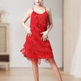 thumbnail image 4 of Vestido De Baile Rumba Tango Vestido de baile de tango para mujer Lentejuelas Borlas Fiesta de moda Vestido sexy con tirantes (Rojo L) Cgtredaw para Mujer Rojo T M, 4 of 6