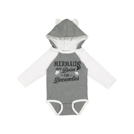 

Inktastic Mermaids Are Born in December Birthday Gift Baby Boy or Baby Girl Long Sleeve Bodysuit