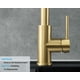 thumbnail image 5 of Grifo de cocina con rociador desplegable, material de acero inoxidable de arco alto, sin placa de cubierta, apto para cocina de 1 orificio, oro cepillado, 5 of 5