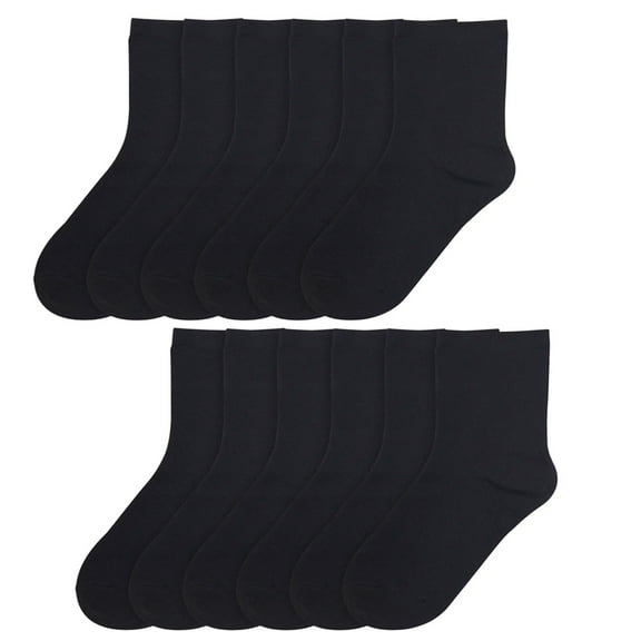 12 Pair Toddler Crew Socks Boys Girls Casual Athletic Dress Kids 2-3 Years Black