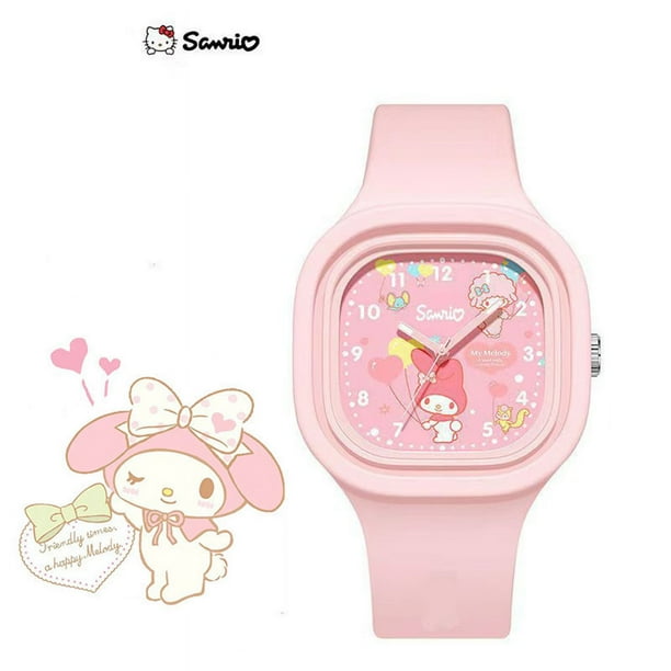 Sanrio Kawaii Hello Kitty reloj My Melody Cinnamoroll reloj de silicona versátil de dibujos animados para estudiantes, juguetes para niños, regalo de Festival