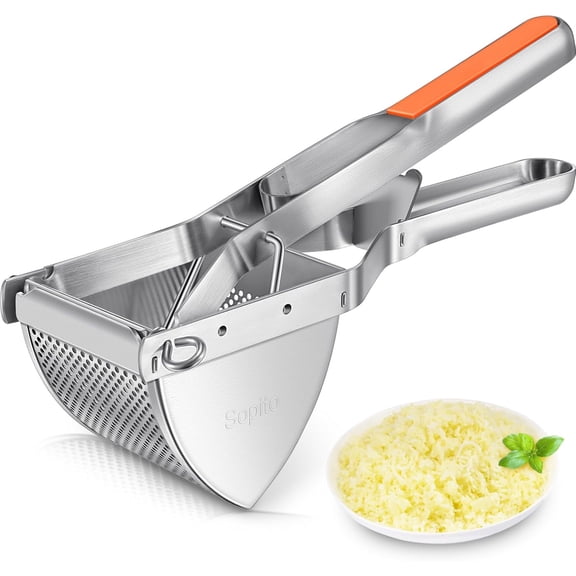 Potato Ricer, Stainless Steel Potato Masher for Commercial and Home Use, Orange