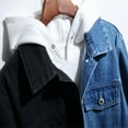 thumbnail image 4 of KaLI_store Mens Denim Jacket Men`s Vintage Label Collar Denim Jeans Jacket Trench Coat Blue,L, 4 of 4
