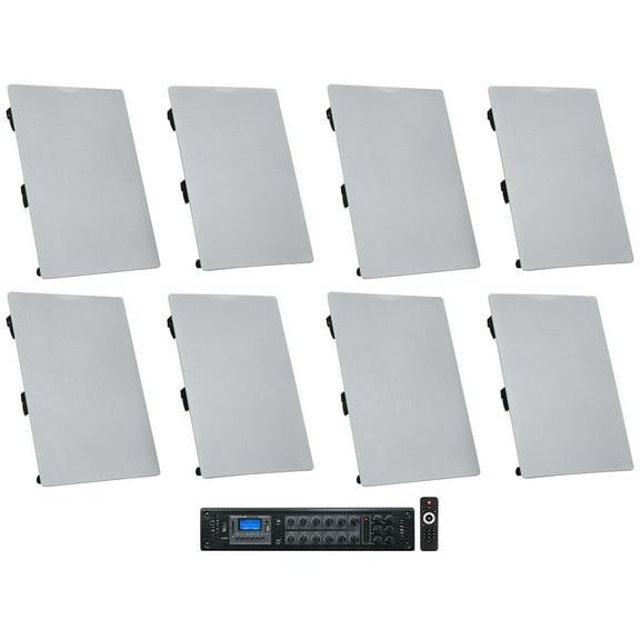 8 Rockville WA6570 6.5" 70V Commercia In-Wall Speakers Amp 4 Restaurant/Bar/Cafe