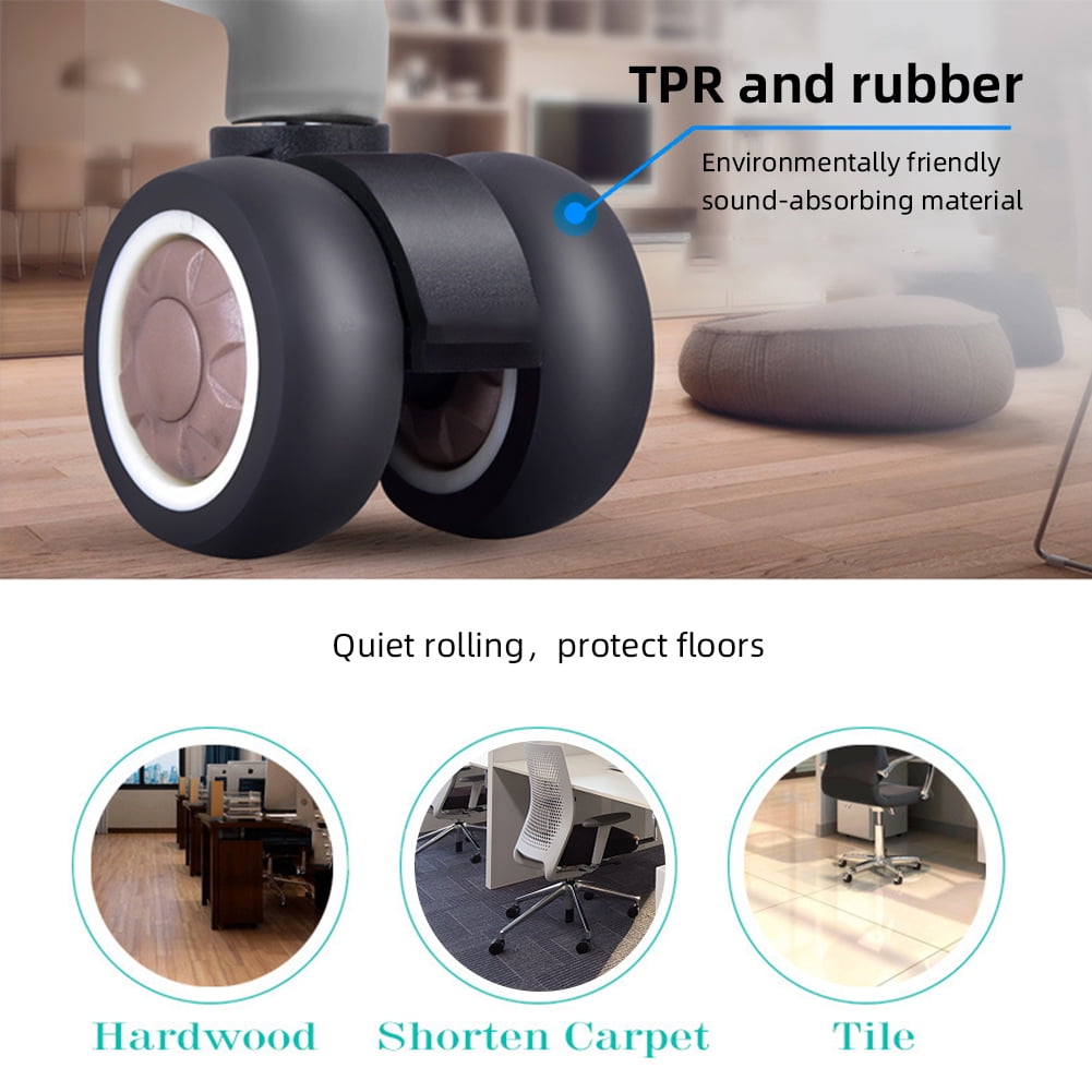 5PCS 2 Inch Office Chair Wheels, 700 lbs Twin Wheels Design for Office