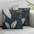 thumbnail image 3 of BANET Modern Zippered Throw Pillow Covers Home Decorative Pattern Pillowcases Square Cushion Cover for , Sofa, or LSYXLSY Inch (Navy Leaves) 22x22in, 3 of 7