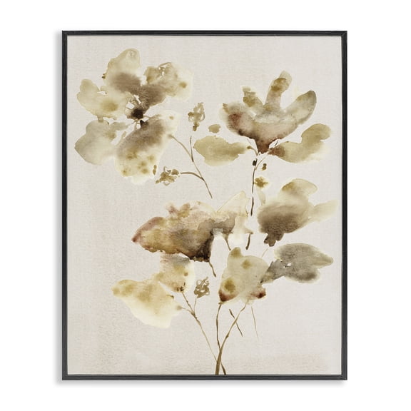 Stupell Industries Neutral Dappled Flower Blossoms Floral Painting Black Framed Art Print Wall Art, 11 x 14