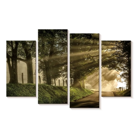 Elephant Stock All Aglow Path Wall Art - Horizontal Multi Panel Canvas - Living Room Wall Decor - Nature Multi Panel - Black And Green Decor By D. Burt - 30" x 18"
