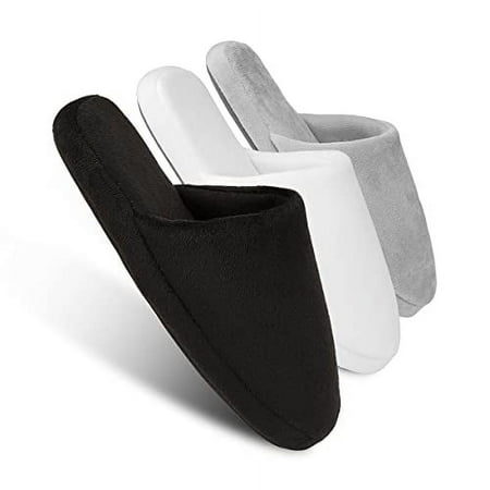 

Tlizzz7 3-Pair Luxury Spa Slippers - Cotton Memory Foam Non-slip Closed Toe Washable Slippers for Hotel Guest Travel Bride Women and Men