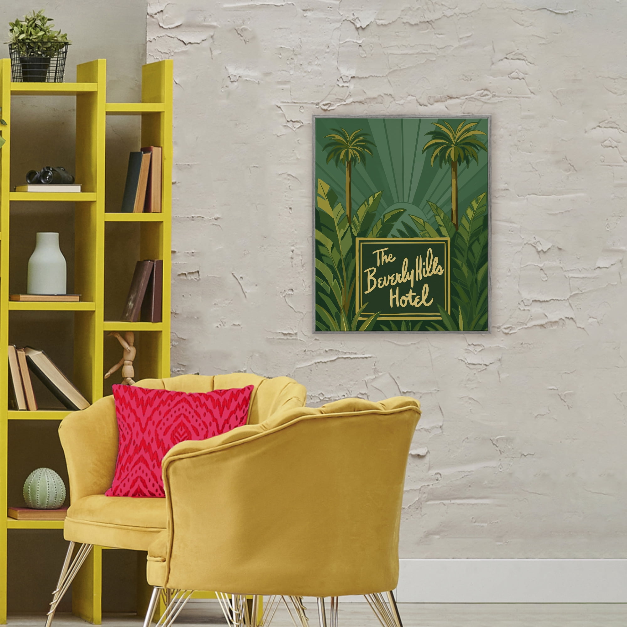 Stupell Industries Retro Beverly Hills Hotel Gray Framed Giclee Art, design by Amelia Noyes