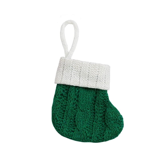Christmas Stocking 4 Inch 2024 Small Solid Green for Holiday Decorations Traditional Festive Home Ornament Set