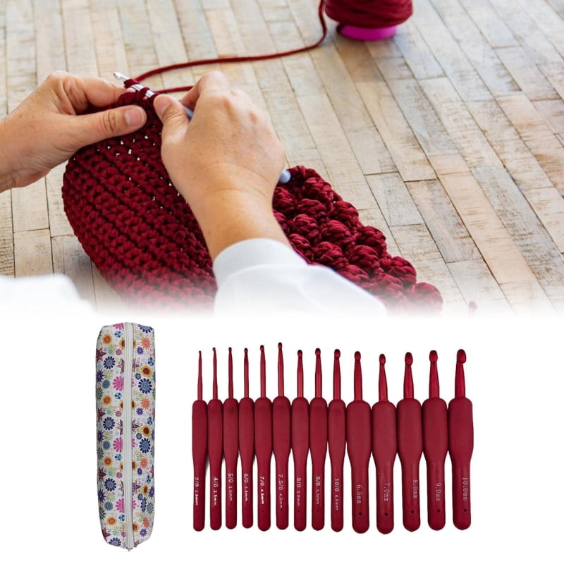 Zecic 14Pcs Ergonomic Crochet Hook with Storage Case 2.0mm-10mm for Knitting Sweater