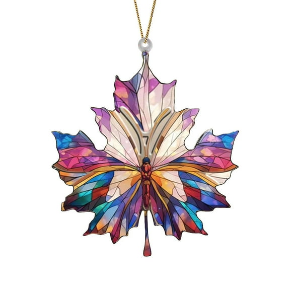 Maple Leaf Suncatcher for Window, Stained Acrylic Maple Leaf Stained Window Hanging Pendant, Fall Leaf Decoration Ornament for Thanksgiving Autumn