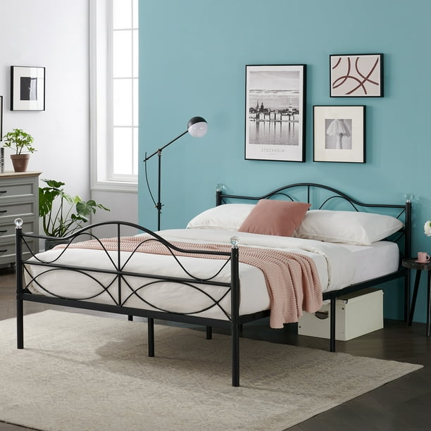 Vecelo Full Size Platform Bed Frame with Headboard,Crystal ...