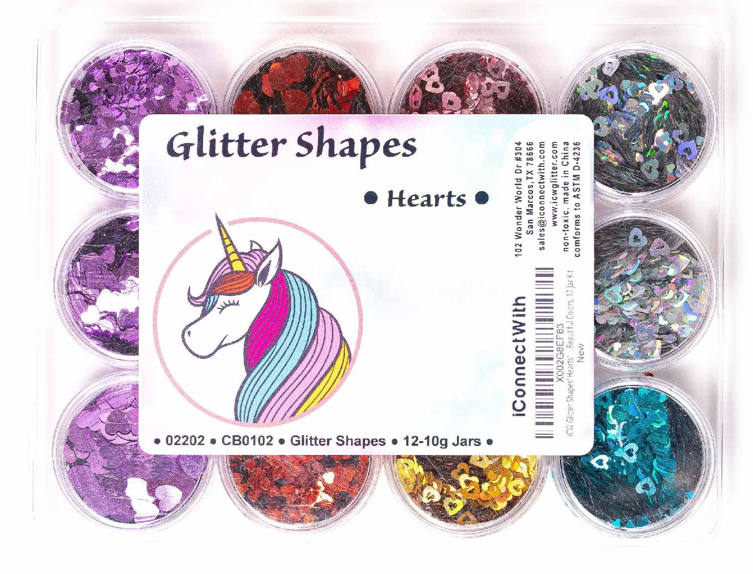 iConnectWith Glitter - Multi-Color Heart Shapes Glitter Kit