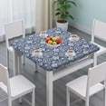 thumbnail image 3 of Blue Pioneer Flower and Paisley Pattern Square Fitted Tablecloth with Elastic Edge,Square Table Cover,Washable Elastic Table Cover for Home Kitchen Party Decor 34"x34", 3 of 6