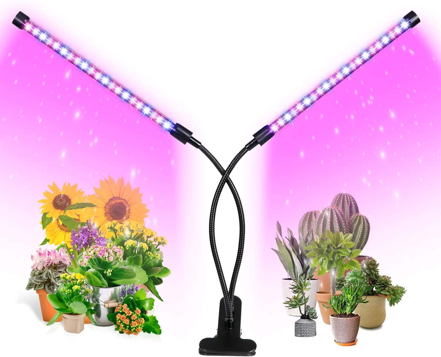 LED Plant Grow Light Lamp Dual Head For Indoor Greenhouse Flower Seed Gardening 