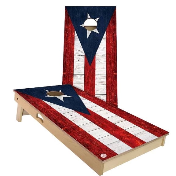 Skip's Garage | Puerto Rico Flag Cornhole Board Set | Includes Boards & Bags | Choose Your Size & Accessories