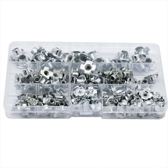 Riwesomey Tuercas de cuatro garras chapadas en Zinc de 150 Uds., tuercas en T a prueba de herrumbre con incrustaciones, protección contra la corrosión, Herramientas y ferretería Riwesomey TO010573-00
