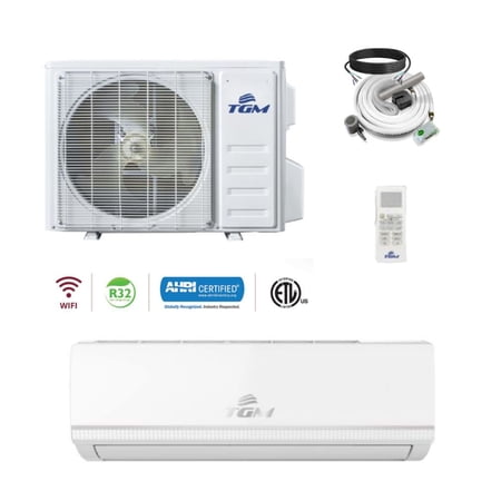 18,000 BTU 220V 17 SEER2 TGM Brand R-32 EcoBreeze Inverter Mini-Split Heat Pump High Wall (Wi-Fi Included)