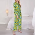 thumbnail image 3 of Fotbe Lemon1 Conjunto de Pijama de Manga Larga para Mujer con Estampado, Ropa de Dormir de 2 Piezas, Conjunto de Casa Suave y Cómodo con Bolsillos-Small, 3 of 7