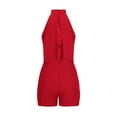 thumbnail image 5 of Olyvenn Women's Casual Sleeveless Jumpsuit Rompers Loose Turtleneck Tank Top Summer Shorts Jumpsuit Overalls Trendy Outfits Red 4, 5 of 6