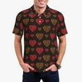 thumbnail image 5 of Yiaed Gold Glitter HeartPrint Men's Short Sleeve Polo Shirt,Golf Polo for Men Three-Button Golf Shirt Athletic Casual Collared T-Shirt- Large, 5 of 7