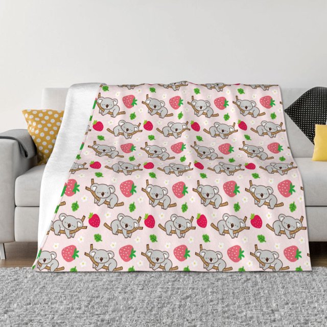 Balery Cartoon Koala Bear Manta de Franela con Dibujo, Lujo Ultra Suave y Cálido, Antipelusa y Resistente a las Arrugas para Cama, Sofá, Camping -50"x40"